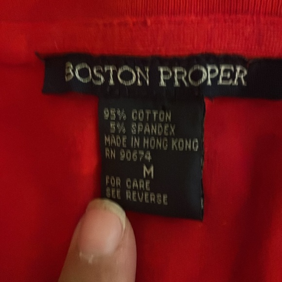 Boston Proper Cropped Polo Red Top - Picture 2 of 4